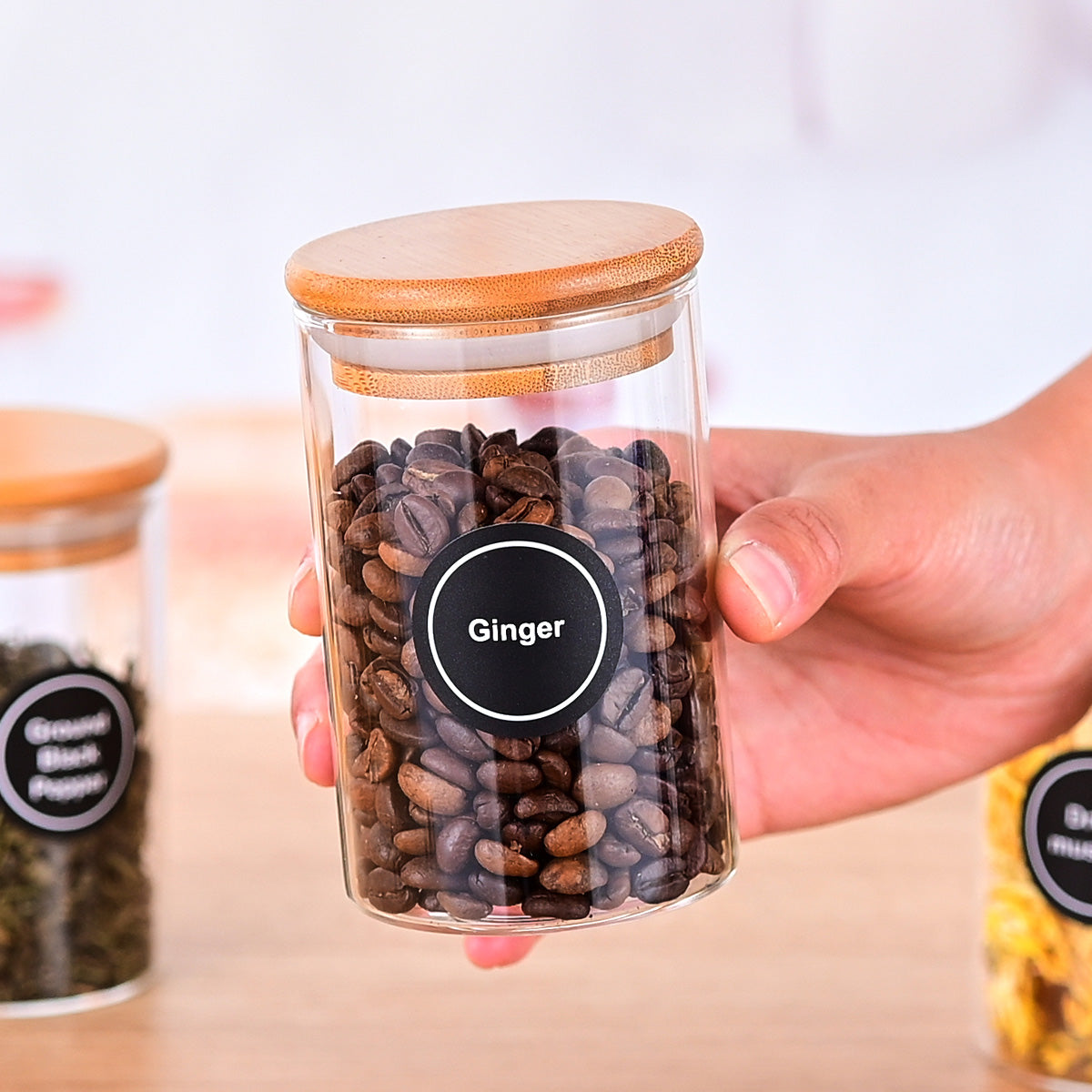 Glass Storage Bottles & Jars Set — 6 Pack