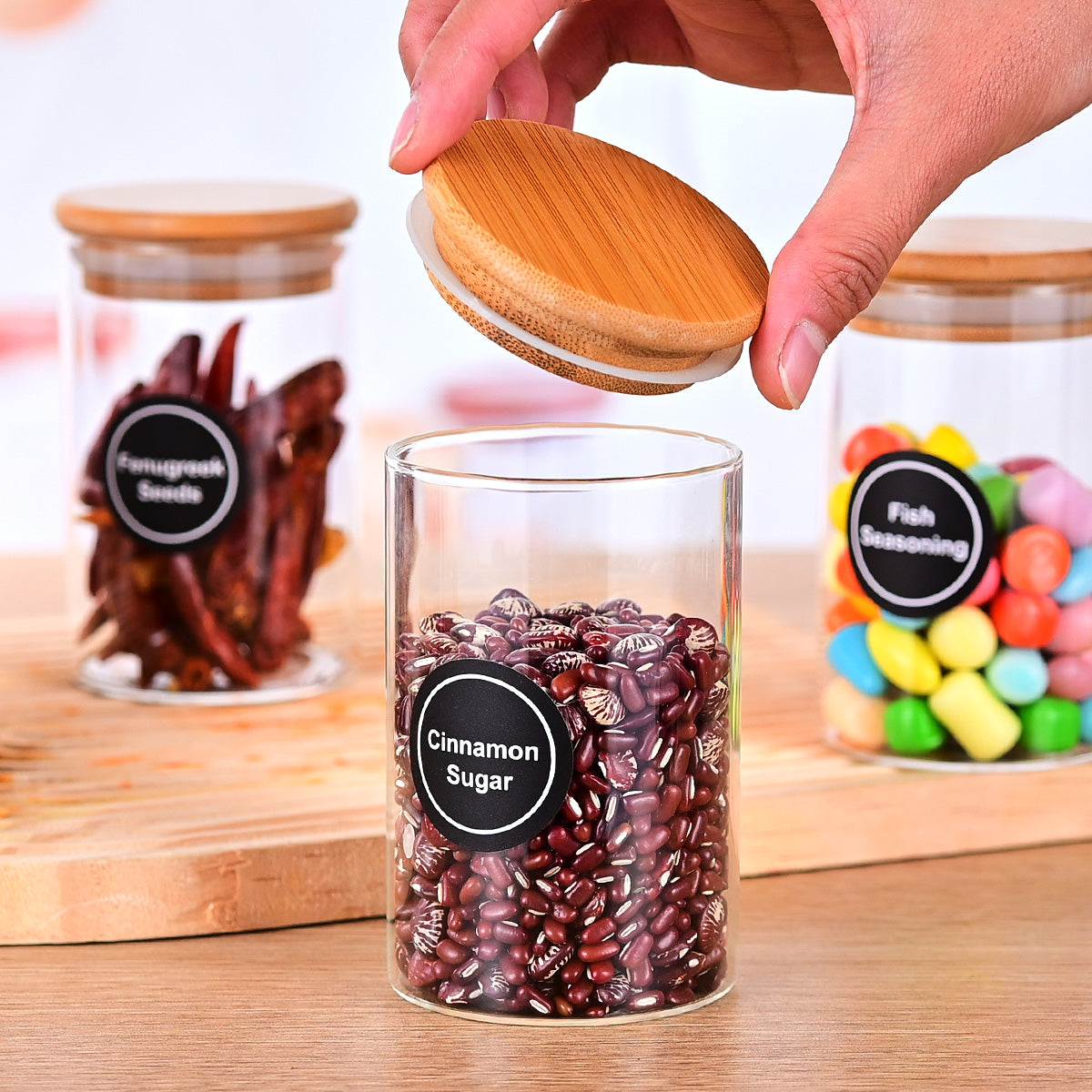 Glass Storage Bottles & Jars Set — 6 Pack