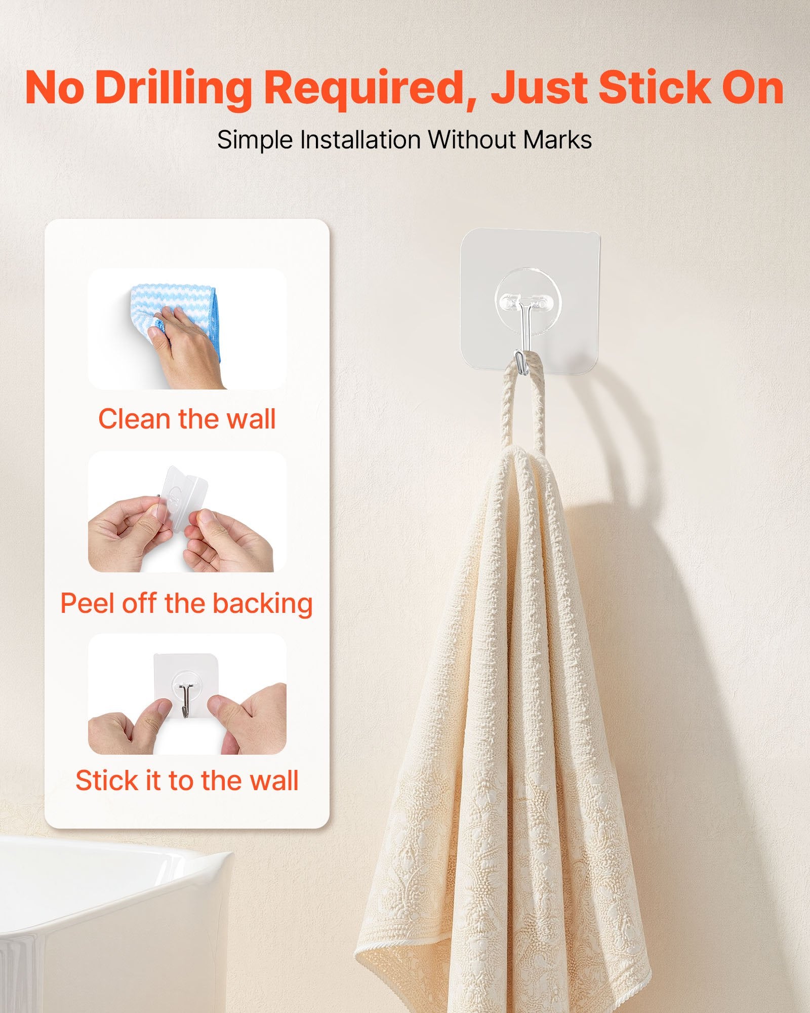 Self-Adhesive Wall Hooks Set — 10 Pack