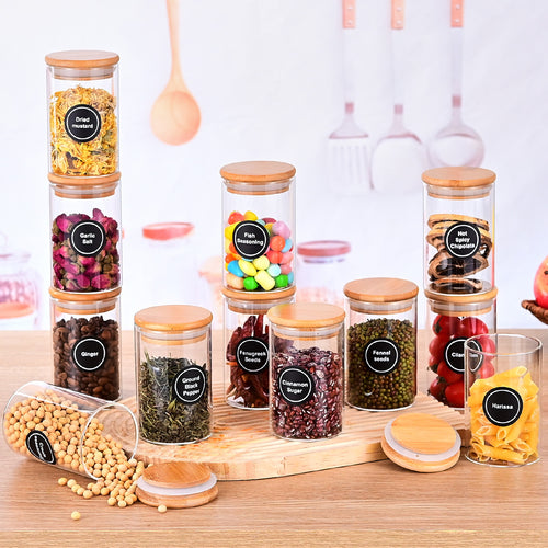 Glass Storage Bottles & Jars Set — 6 Pack