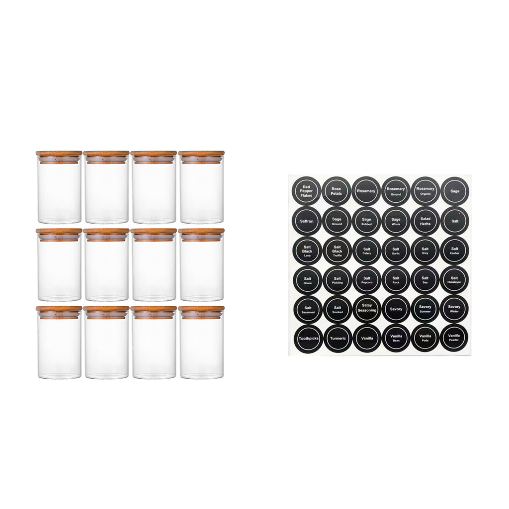 Glass Storage Bottles & Jars Set — 6 Pack
